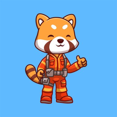 İtfaiyeci Red Panda Şirin Çizgi Film Çizimi