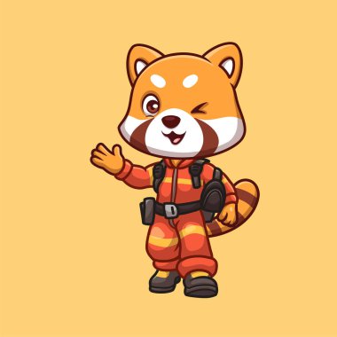 İtfaiyeci Red Panda Şirin Çizgi Film Çizimi