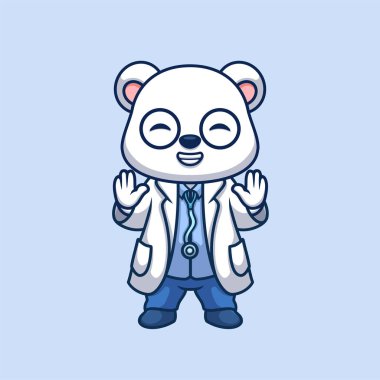 Doktor Kutup Ayısı Sevimli Çizgi Film Çizimi