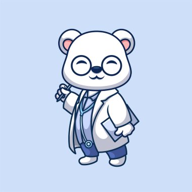 Doktor Kutup Ayısı Sevimli Çizgi Film Çizimi