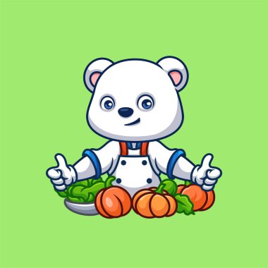 Şef Kutup Ayısı Sevimli Çizgi Film Çizimi