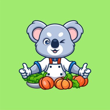 Şef Koala Sevimli Çizgi Film Karakteri İllüstrasyonu
