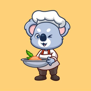 Şef Koala Sevimli Çizgi Film Karakteri İllüstrasyonu