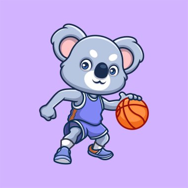 Basketbol Koala Sevimli Çizgi Film Karakteri İllüstrasyonu