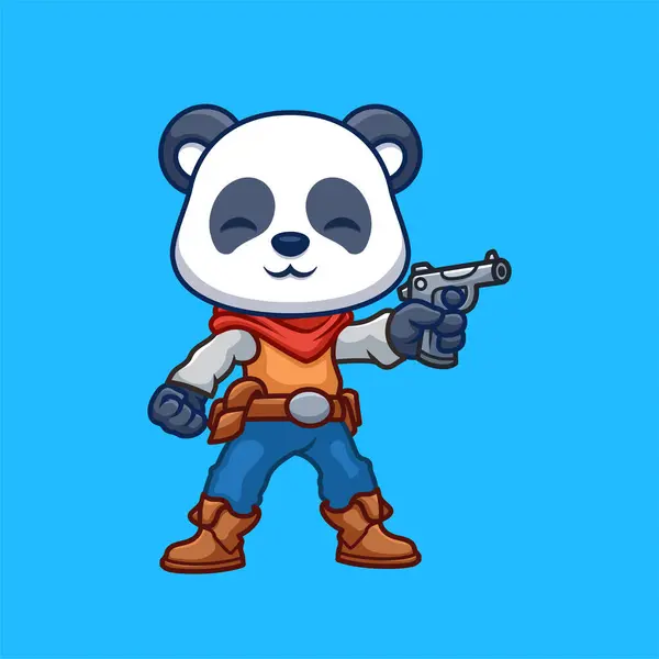 Kovboy Panda Şirin Çizgi Film Çizimi