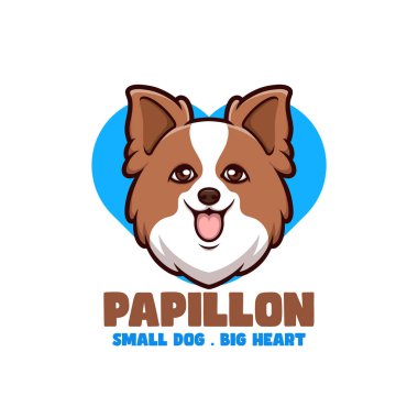 Papillon Köpek Çizgi Filmi Maskot Logosu