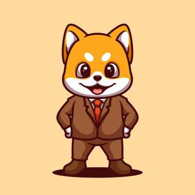 Stylish fox boss logo, cartoon mascot illustration design clipart