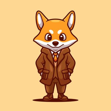 Sleek fox detective cartoon, mystery logo design clipart