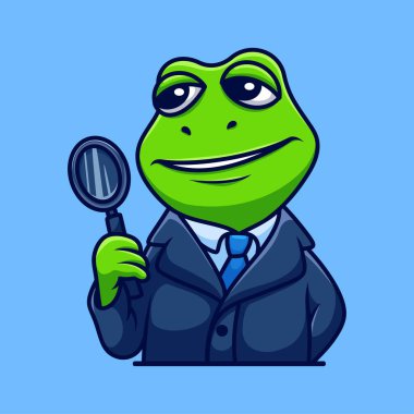 Detective frog cartoon design, unique mascot illustration logo clipart