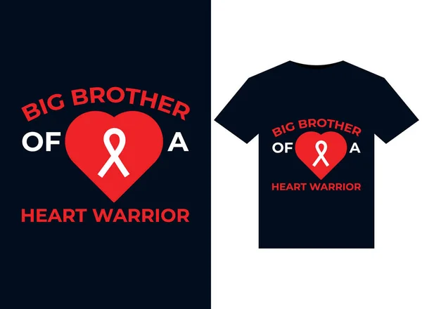 Big Brother Of A Heart Warrior illustrations for print-ready T-Shirts design