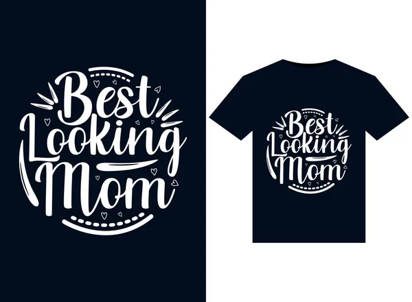印刷可能なTシャツのデザインのための最高の探しているママのイラスト — ストックベクタ