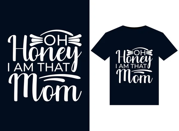 Honey Momillustrations Para Design Camisetas Prontas Para Impressão — Vetor de Stock