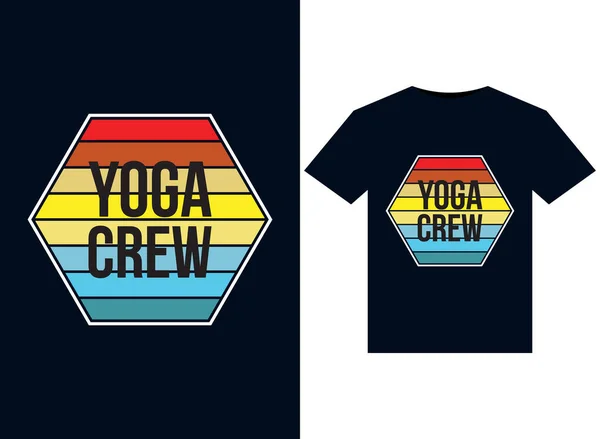 Yazdırmaya Hazır Tişörtler Için Yoga Ekibi Çizimleri — Stok Vektör