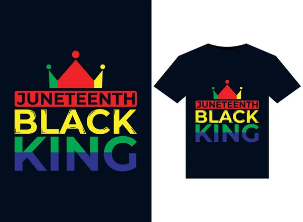 Juneteenth Black King Illustrationer För Tryckfärdiga Shirts Design — Stock vektor