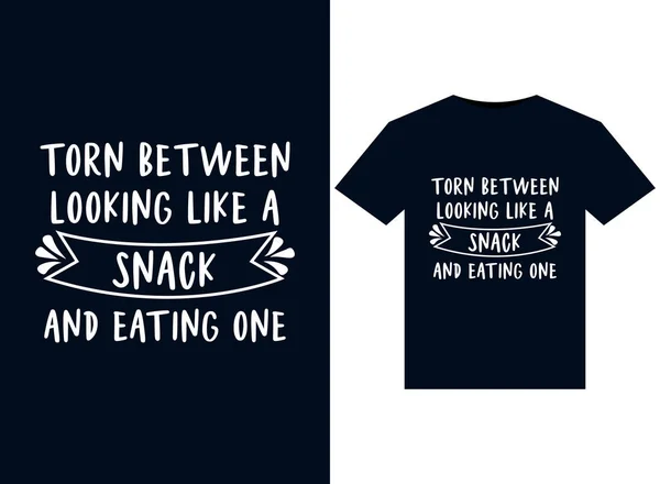 Torn Looking Snack Eating One Ilustraciones Para Diseño Camisetas Listas — Vector de stock