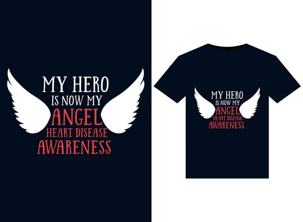 Hero Now Angel Heart Disease Awareness Illustration Print Ready Shirts — 스톡 벡터