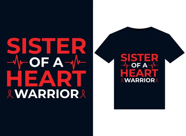 Illustrations Sister Heart Warrior Pour Shirts Prêts Imprimer — Image vectorielle