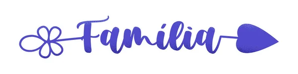 Flèche Violette Bleue Avec Mot Famille Portugais Brésilien Traduction Famille — Image vectorielle