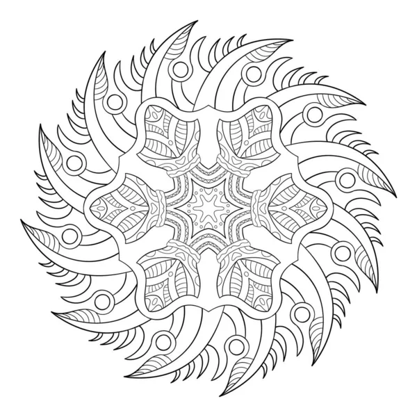 Spike Flower Mandala Simple Design Coloring — Stock Vector