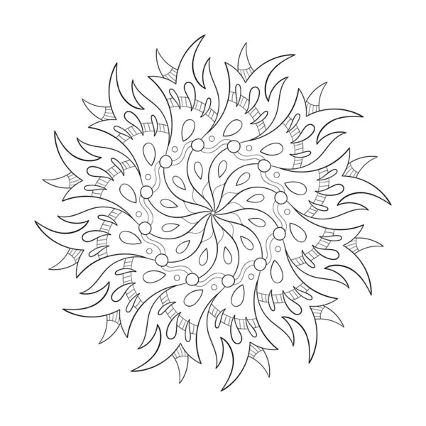 Mandala Flores Espiga Diseño Simple Para Colorear — Vector de stock