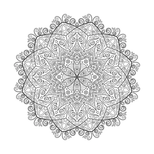 stock vector Symmetric outline mandala. Perfect for coloring.