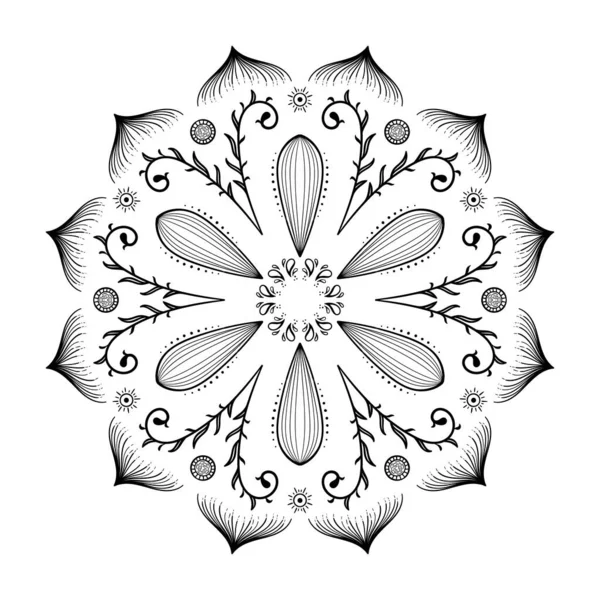 Blume Mandala Linie Kunst Natur Zen Stil — Stockvektor