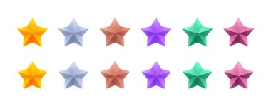 Bir dizi metalik renkli yıldız. Başarı için mükemmel. İki biçim.