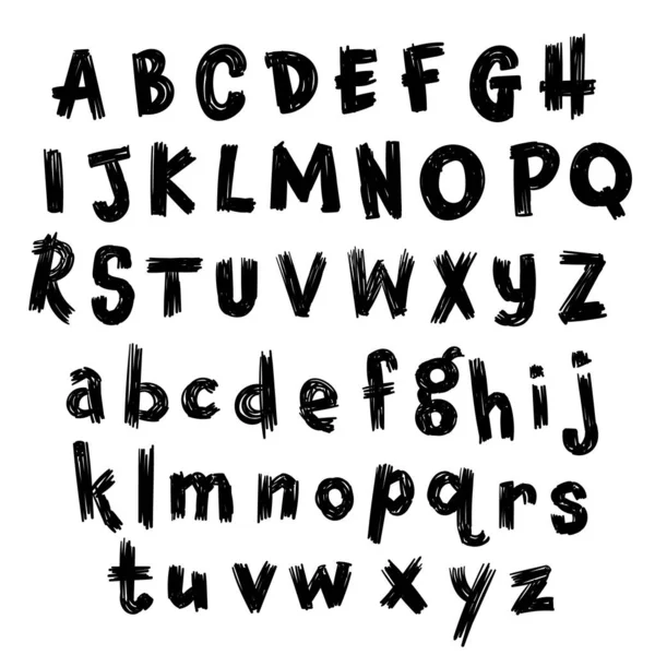Alphabet Latin Rayé Irrégulier Minuscules Supérieures — Image vectorielle