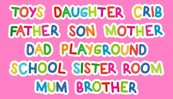 Sticker Paroles Famille Pour Enfant Style Enfantin — Image vectorielle