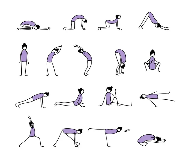 Plak Yoga Stelt Flexibiliteit Eenvoudig Ontwerp Eenvoudige Bewerking — Stockvector