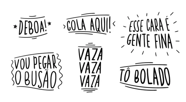 Brasilianischer Slang Und Jargon Übersetzung Ich Bin Komm Her Diesem — Stockvektor