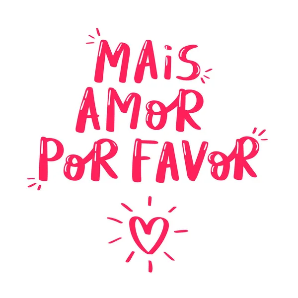 Più Amore Favore Portoghese Brasiliano Colore Rosa Design Semplice — Vettoriale Stock
