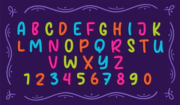 Bunt Mexikanisch Dekorierte Buchstaben Und Zahlen Einfaches Design — Stockvektor