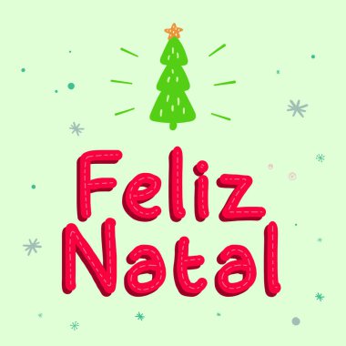 Brezilya Portekizcesinde Noel ağacı olan pembe ve yeşil Mutlu Noeller. Güzel tasarım..