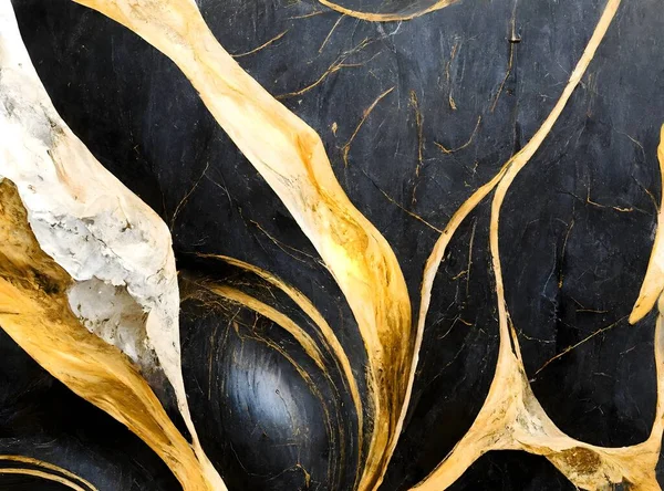 Modern Nordic black and golden modern wall decor. 3d abstract marble wallpaper. Drawing resin geode functional art. Nordic Golden Decorative Painting Wall Gold Foil Line
