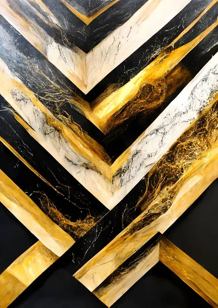 Modern Nordic black and golden modern wall decor. 3d abstract marble wallpaper. Drawing resin geode functional art. Nordic Golden Decorative Painting Wall Gold Foil Line