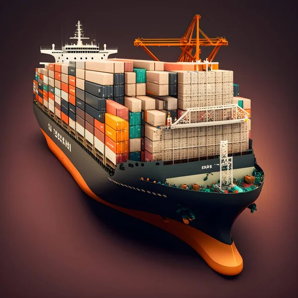 cargo ship with the sea and the ocean. 3d rendering