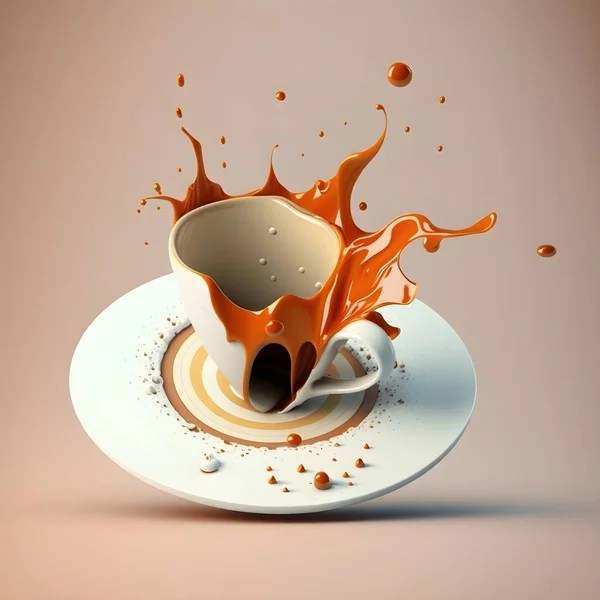 coffee cup with splashes of milk and splash