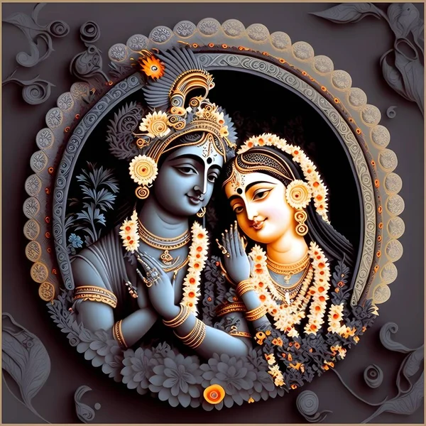 Hindu god radha krishna illustration