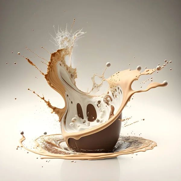 splash of coffee with splashes on white background