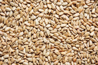 Soyulmuş ayçekirdeği, doku arkaplanı, üst görünüm.