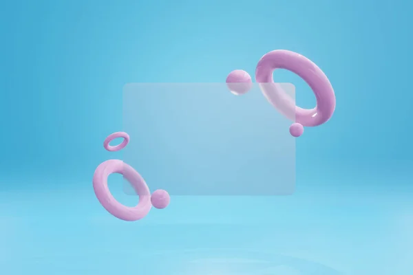 3Dレンダリング ガラス形態論 ピンクの円で銘板 — ストック写真