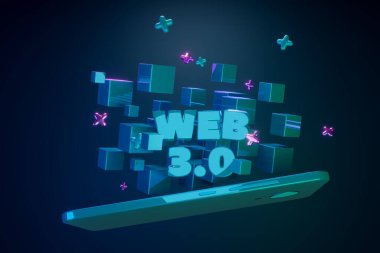 WEB 3.0 merkezi olmayan internet kavramı. Teknoloji konsepti 3d hazırlayıcı