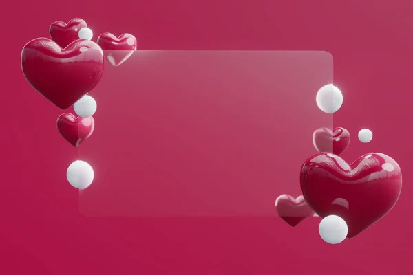 3D渲染 情人节 白色气球和格拉斯夫横幅字母文字 Viva Magenta — 图库照片