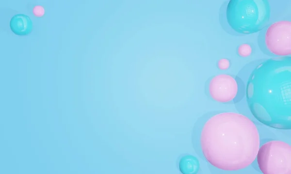 Weergave Blauwe Achtergrond Voor Tekst Blauw Roze Ballonnen Zijaanzicht — Stockfoto