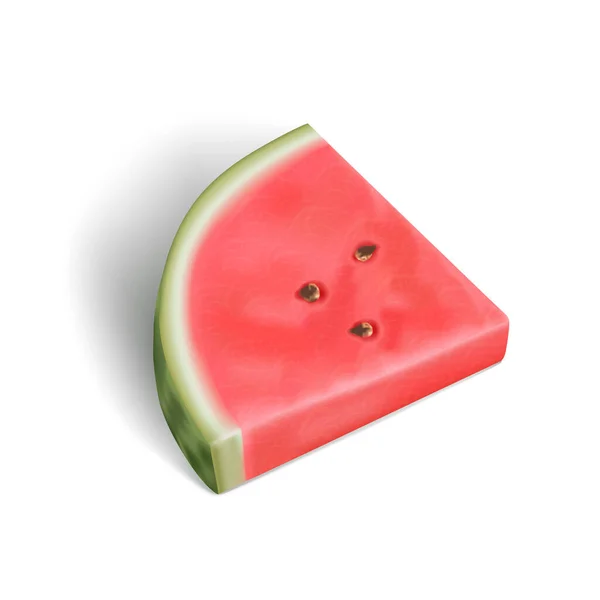 Realistische Rote Wassermelone Auf Weißem Hintergrund Gesundes Naturprodukt Zutat Für — Stockvektor