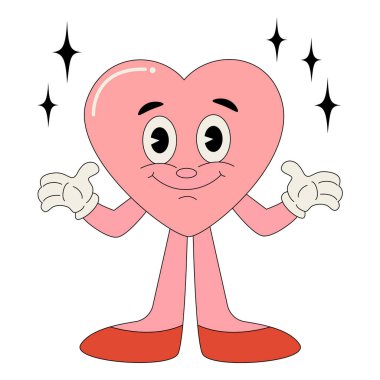 Eski moda sevgililer günü karikatürü. Poster, kart, baskı, çıkartma ve itc için. 70 'lerin titreşimleri. Sevgililer Günü. Vektör illüstrasyonu