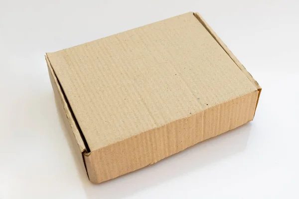 Caja Cartón Aislado Sobre Fondo Blanco — Foto de Stock