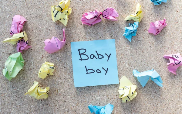 Baby Flicka Kön Avslöjar Överraskning Handskriven Lapp — Stockfoto