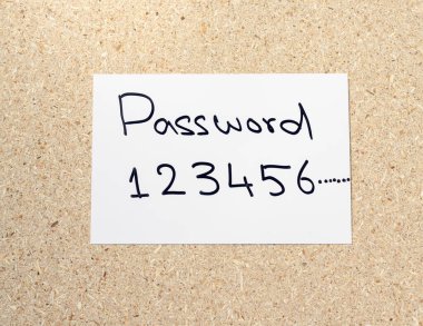 Password handwritten text on a white post card clipart